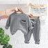 Solid Color Round Neck Long Sleeve Suit Casual Pants Two-piece Set
